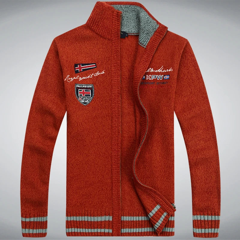 Cotton Man Sweater Winter Cardigan Winter Overcoat Casual New Fashion Cotton Red Mens Winter Jacket