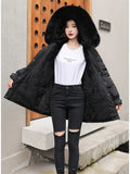 Winter Coat Low Price On Sale Women Beige Add Wool Thick Warmth Fur Hooded Parkas Jacket 2026 New Fashion Belt Slim Cotton Coat