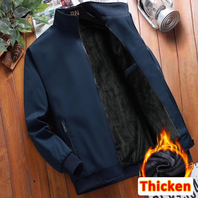 Thermal Warm Men's Winter Jacket Autumn Winter Business Men's Winter Coats Fleece Lining New Windbreak Casual Jacket Solid Black